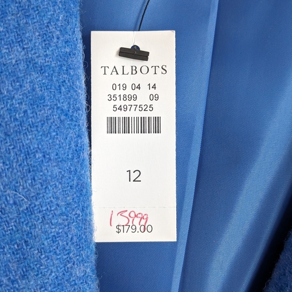 TALBOTS Wool Classic Bright Blue Felted Shetland Blazer Jacket - Picture 11 of 16